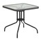 Emma and Oliver 28" Square Tempered Glass Metal Table with Rattan Edging